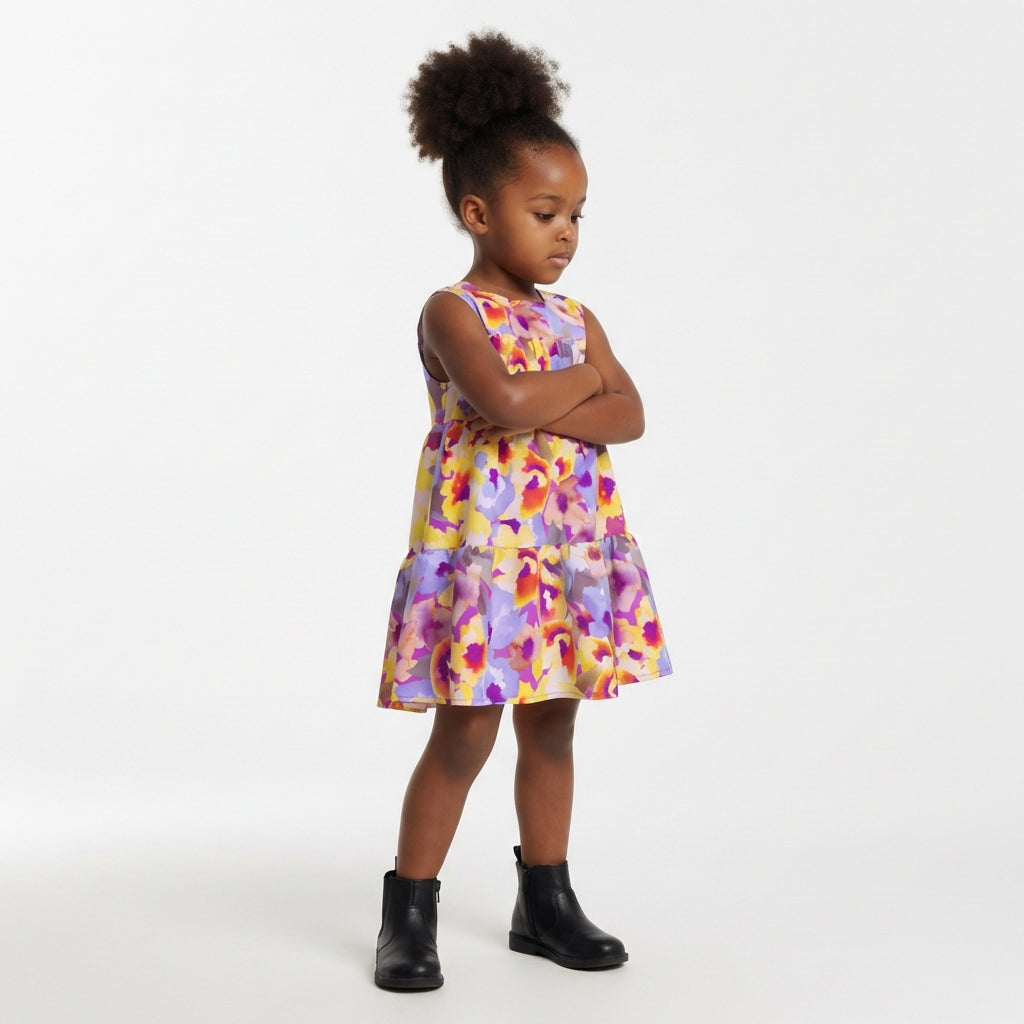Ruffle Dress without Lining in Lightweight Cotton Poplin