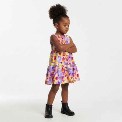 Ruffle Dress without Lining in Lightweight Cotton Poplin