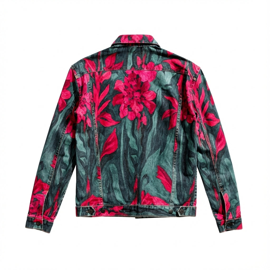 Jean Jacket Pink Flowers