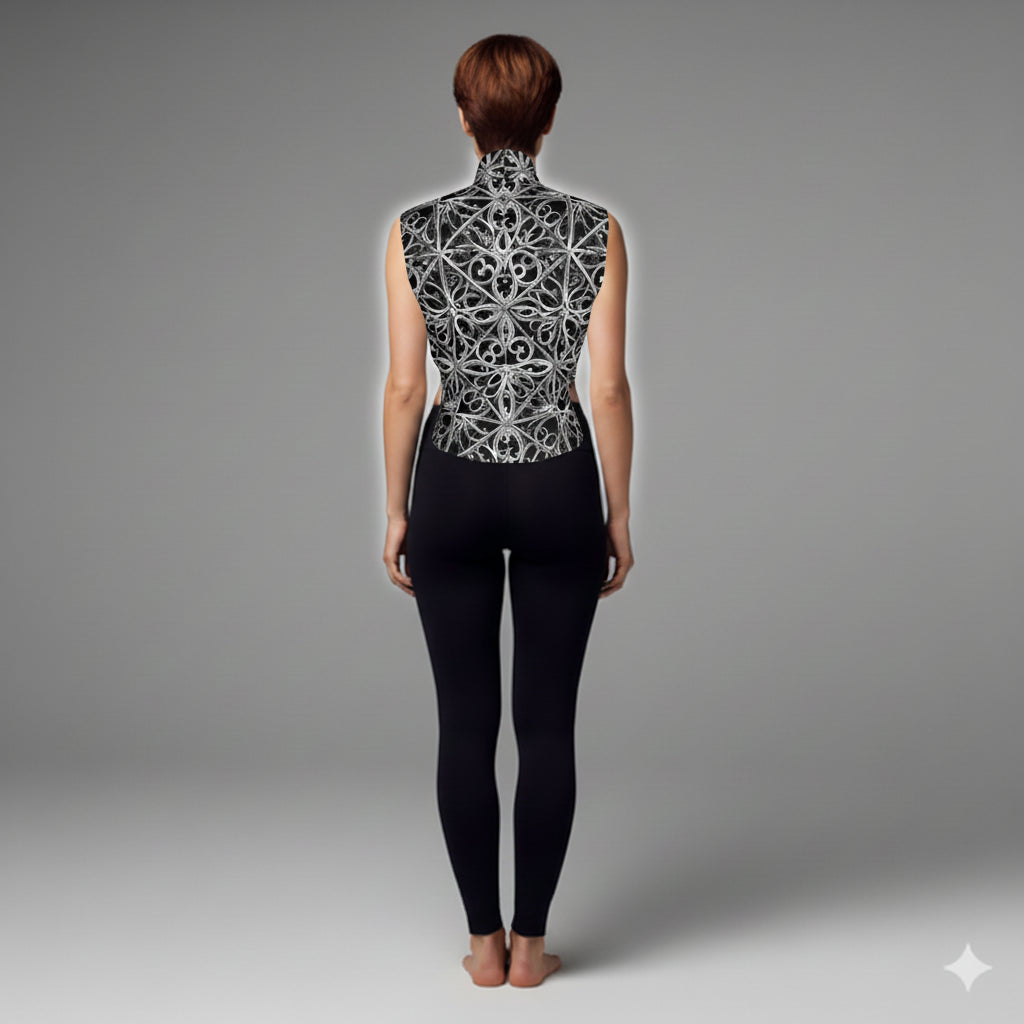 Gothic Lattice Surplice Top in Bamboo Cotton Jersey