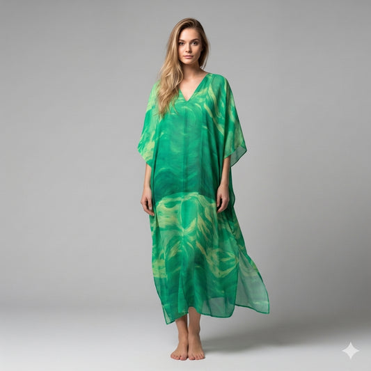 Caftan Water Arcs in Lightweight Organic Cotton Voile