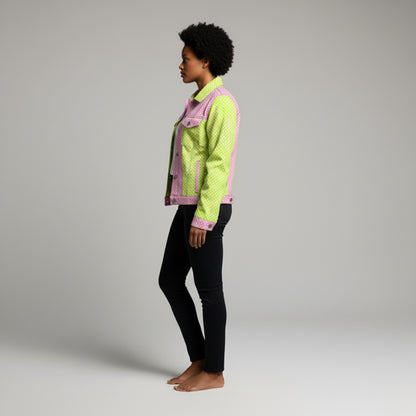 Jean Jacket in Day-Glo Grid Twill