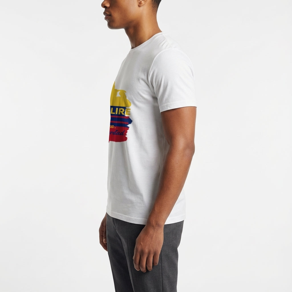 Unisex T-Shirt in Lightweight Cotton – Bold Black Monstera Print VENEZUELA LIBRE