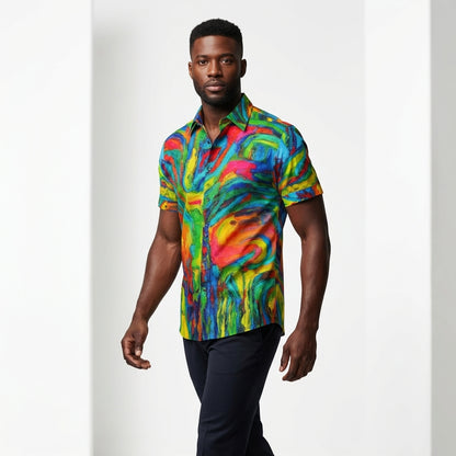 Short Sleeve Dress Shirt Green Jungle