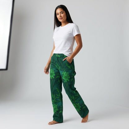 Carpenter Pants Green Flowers 