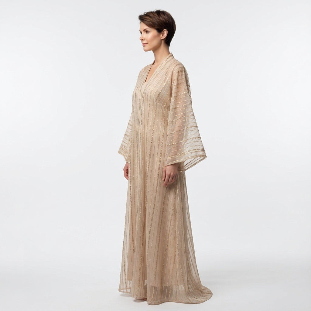 Abaya with Kimono Sleeves in Ecovero Viscose Crepe