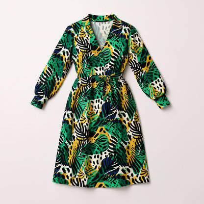 Woven Wrap Dress in Jungle Abstract Ecovero Crepe