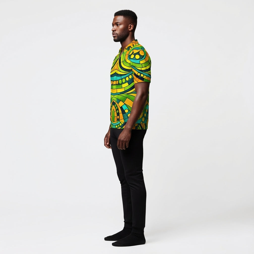 Polo Shirt with V Neck Mosaic 11