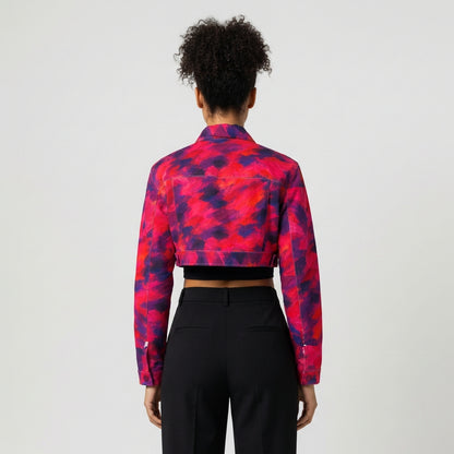 Cropped Jean Cotton Jacket Pink Paint