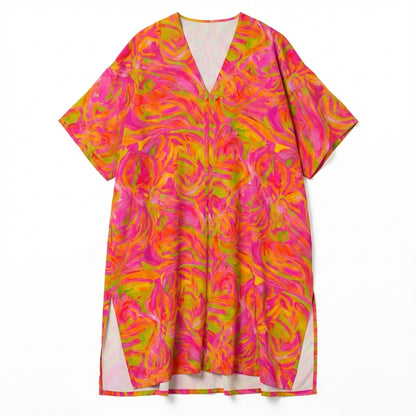 Caftan in Pink Noodles Lightweight Organic Cotton Voile 