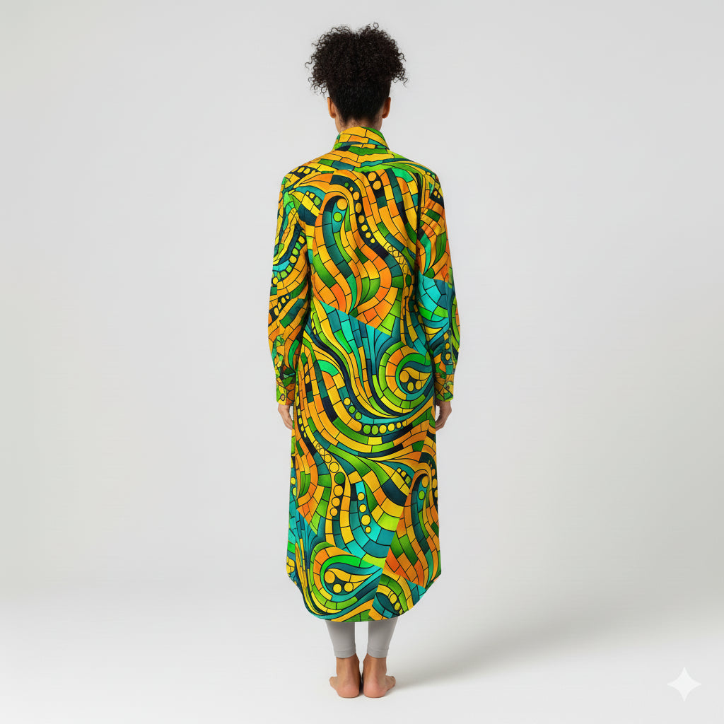 Long Sleeve Shirt Dress Mosaic 11