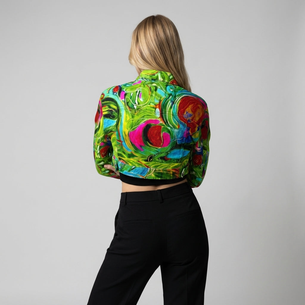 Cropped Jean Cotton Jacket Water Lilies 2