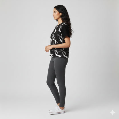 Boxy T-shirt (Waist Length) in Lightweight Jersey 160 – Visionary Leaps Print