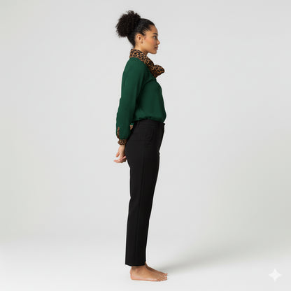 Women's Scarf Neck Blouse (dark green)