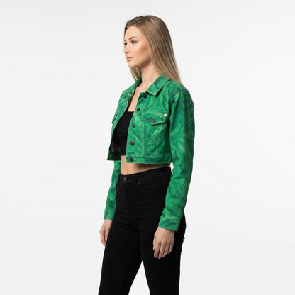 Cropped Jean Cotton Jacket Dark Green Noodles