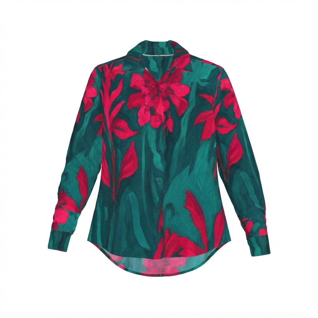 Button Front Shirt Pink Flowers