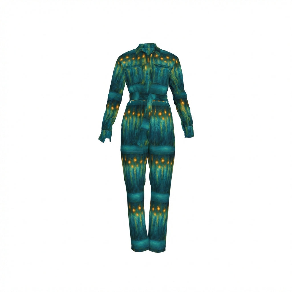 Lightweight Jumpsuit Starlight - Cotton Poplin Button Front