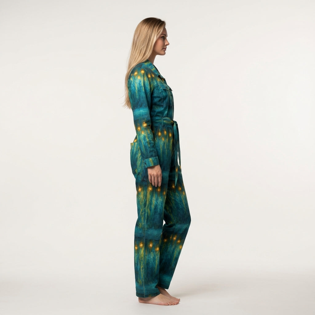 Relax Fit Woven Jumpsuit Starlight - Cotton Poplin Zipper Front