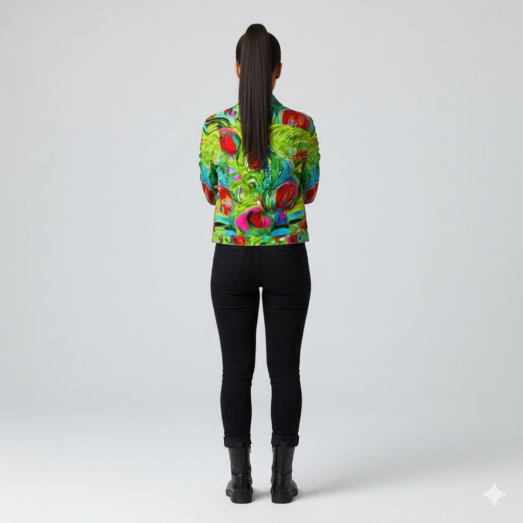 Demin Jacket Pink Water Lilies Jean Jacket