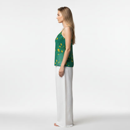 Camisole Yellow Flowers in Lightweight Organic Cotton Voile