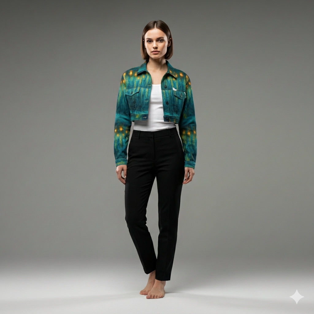 Cropped Jean Cotton Jacket Romantic Candlelight