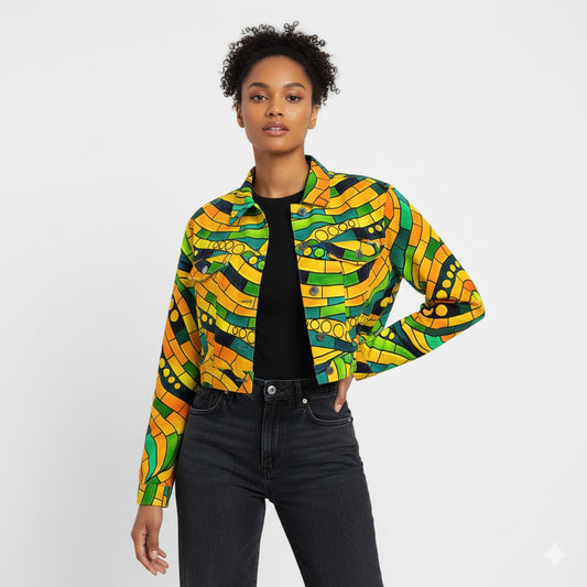Cropped Jean Cotton Jacket Mosaic 11