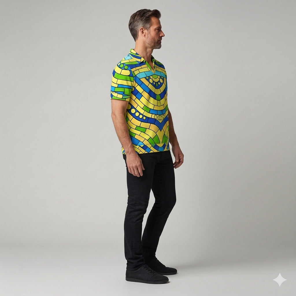 Polo Shirt with V Neck Mosaic 4