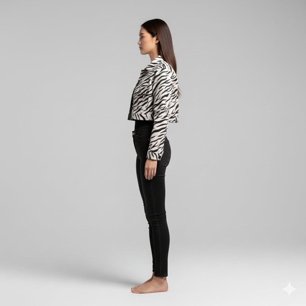 Zebra Cropped Jean Jacket