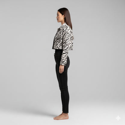 Zebra Cropped Jean Jacket