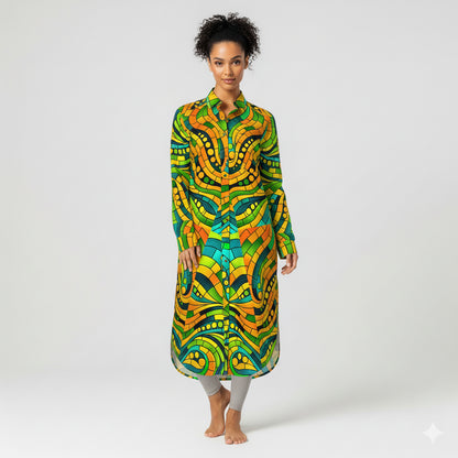 Long Sleeve Shirt Dress Mosaic 11