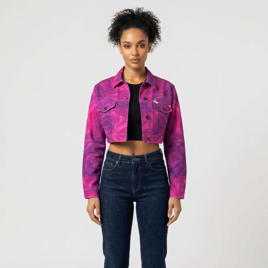 Cropped Jean Cotton Jacket Purple Storm