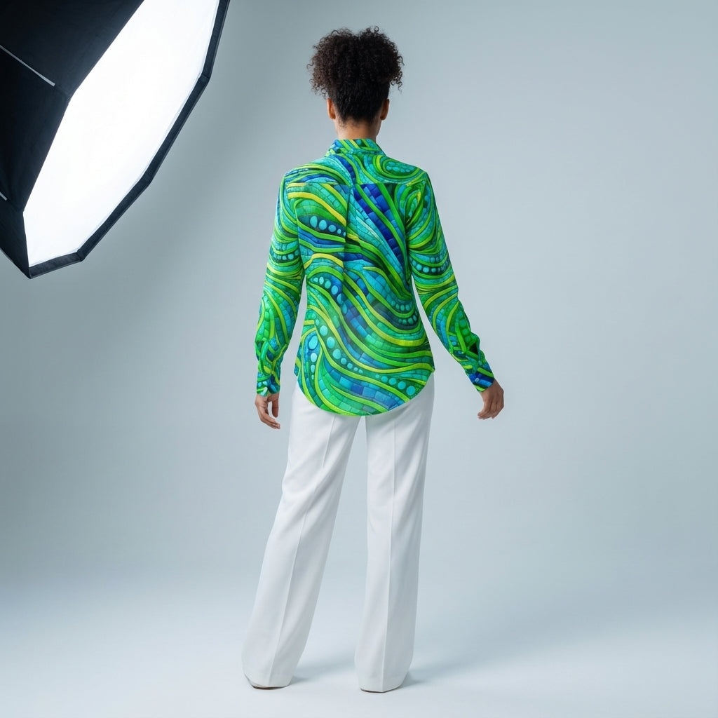 Women's Button Front Shirt Mosaic