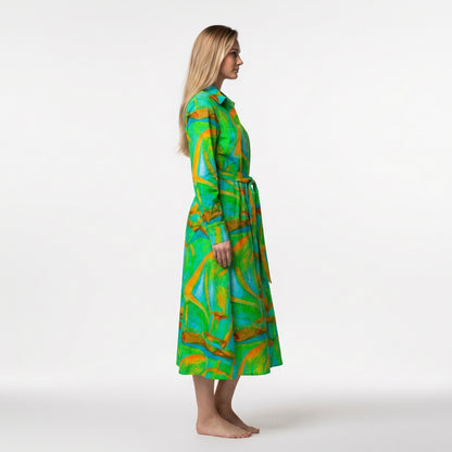Button Front Shirt Dress Palm Tree Island
