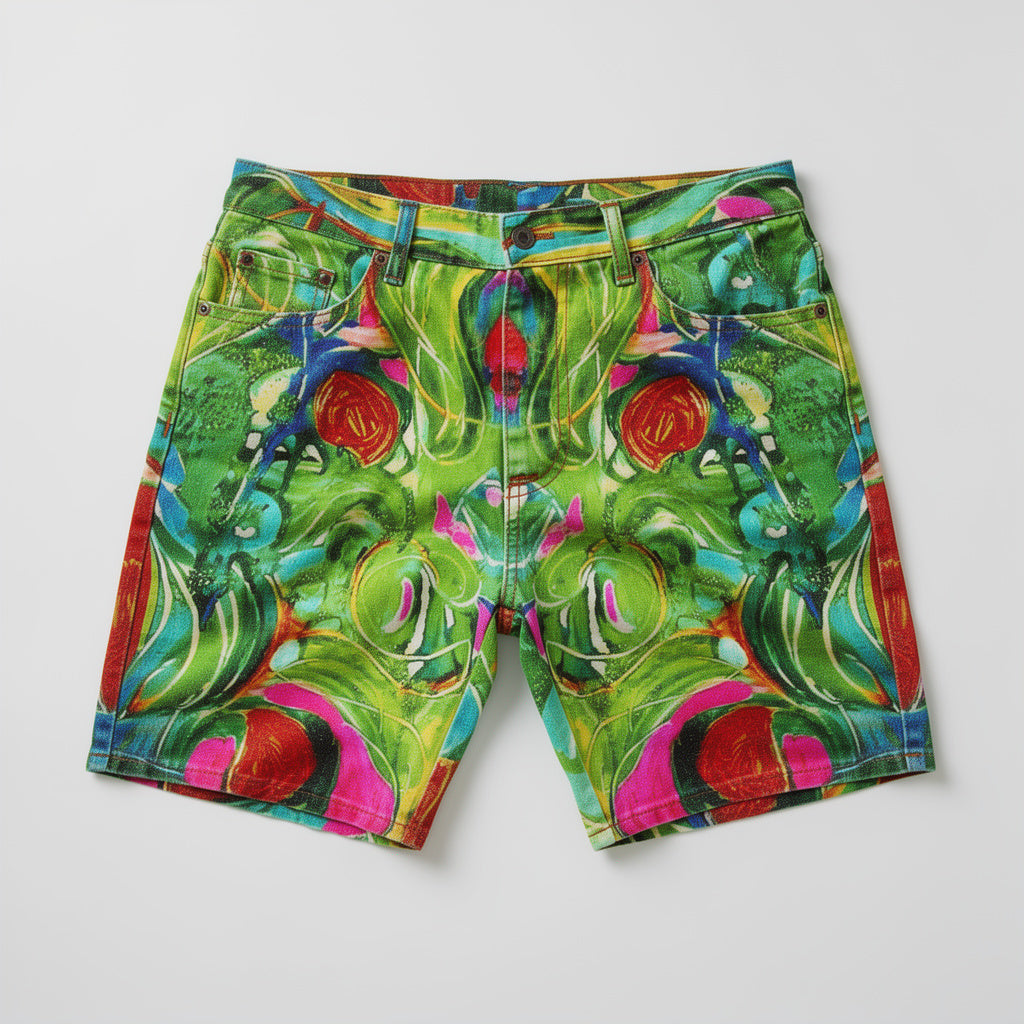 Pink Water Lilies Demin Shorts