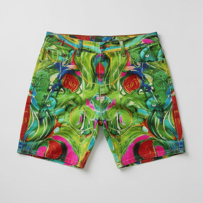 Pink Water Lilies Demin Shorts