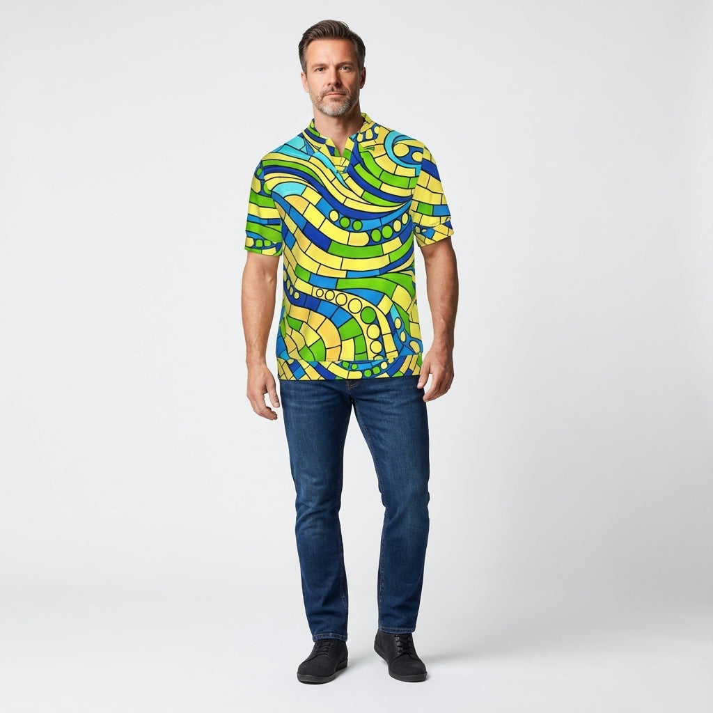 Polo Shirt with V Neck Mosaic 4