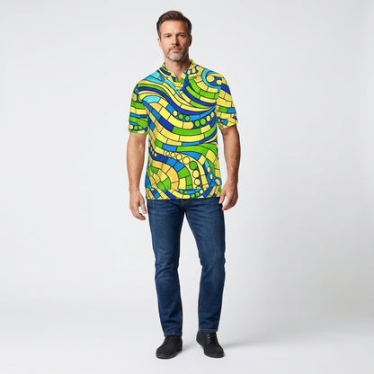 Polo Shirt with V Neck Mosaic 4