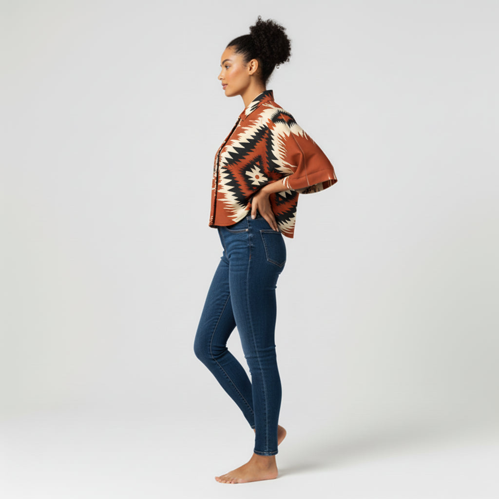 Kai Cropped Kimono Sleeve Blouse