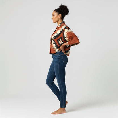 Kai Cropped Kimono Sleeve Blouse