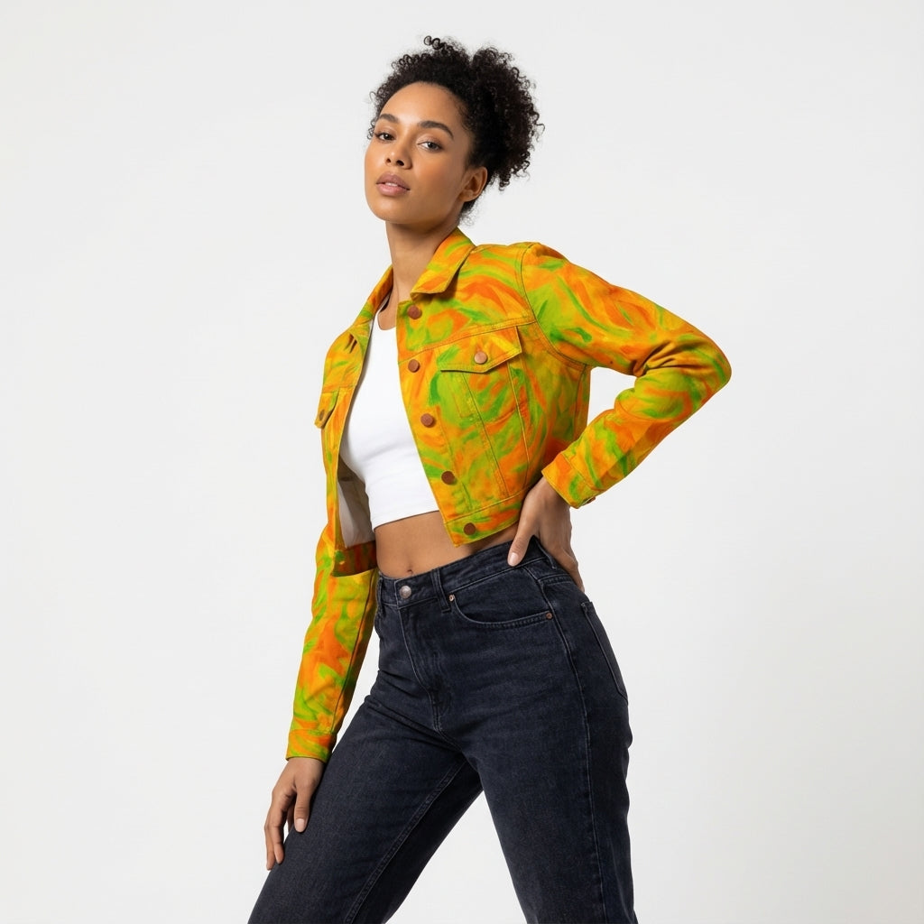 Cropped Jean Jacket Fruity Noodles