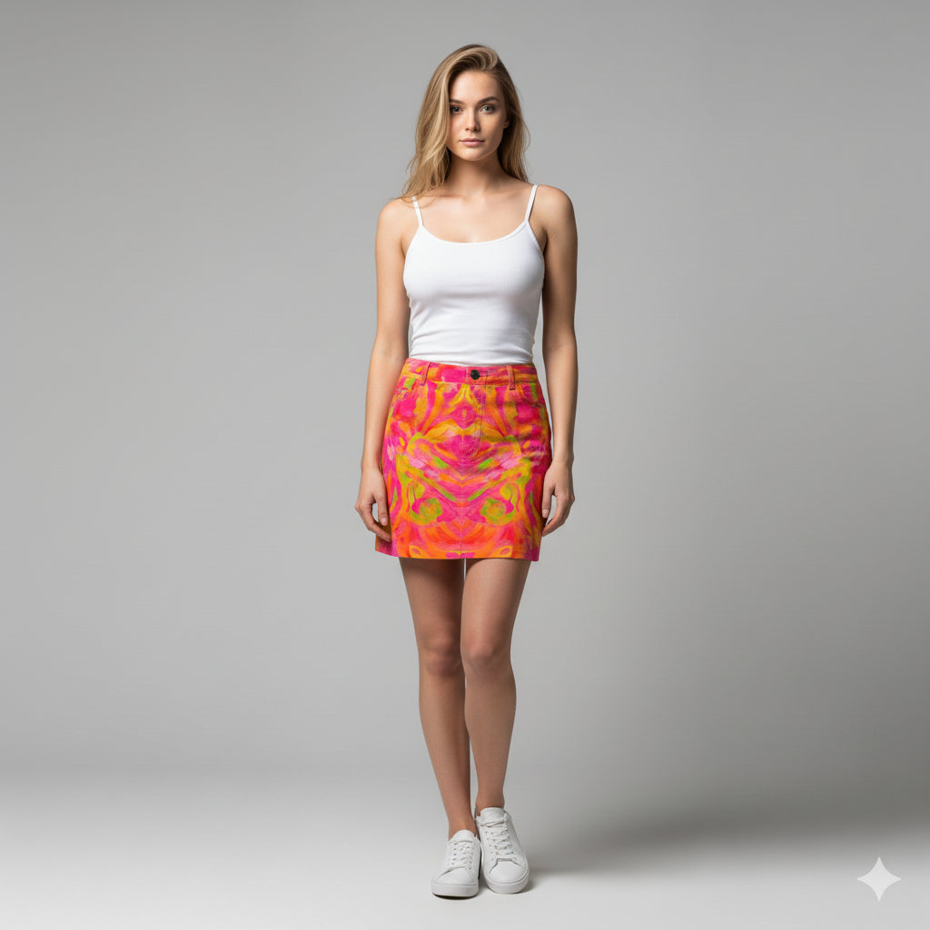 Denim Mini Skirt Pink Noodles