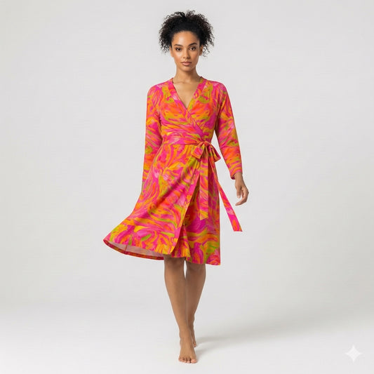 Wrap Dress Pink Noodles – Traditional Jersey Wrap Dress