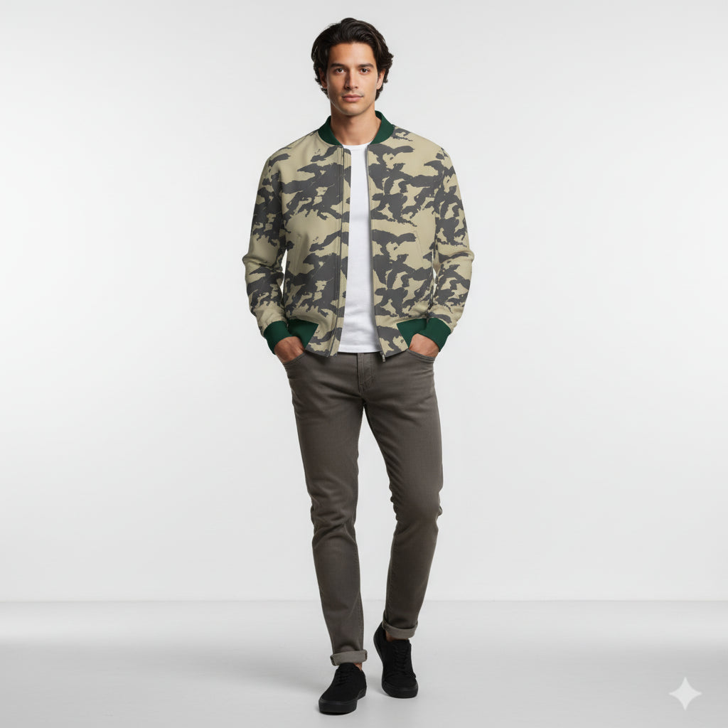 Zip Up Bomber in Mid Cotton Tencel Stretch Twill