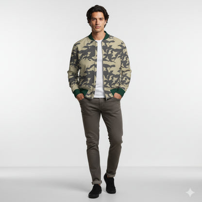 Zip Up Bomber in Mid Cotton Tencel Stretch Twill