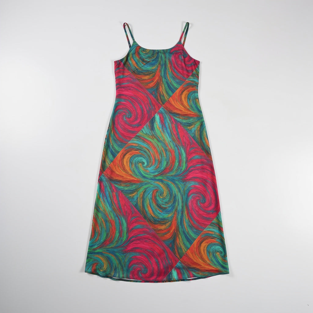 Bias Slip Dress Rainbow Swirls