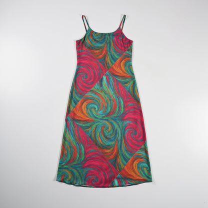 Bias Slip Dress Rainbow Swirls