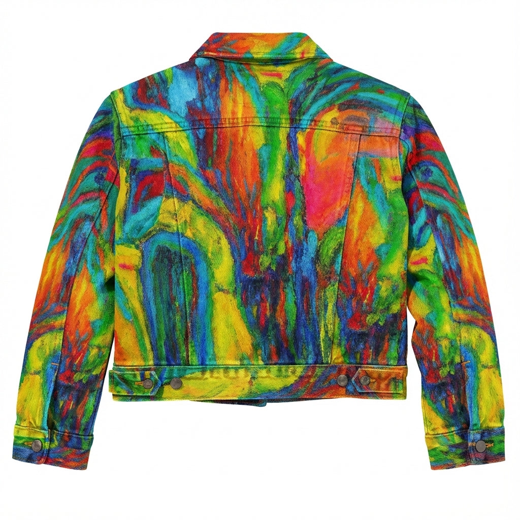 Cropped Jean Jacket Green Jungle