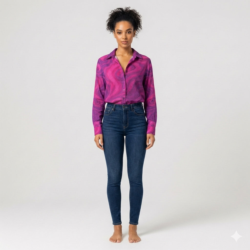 Button Front Shirt Purple Storm