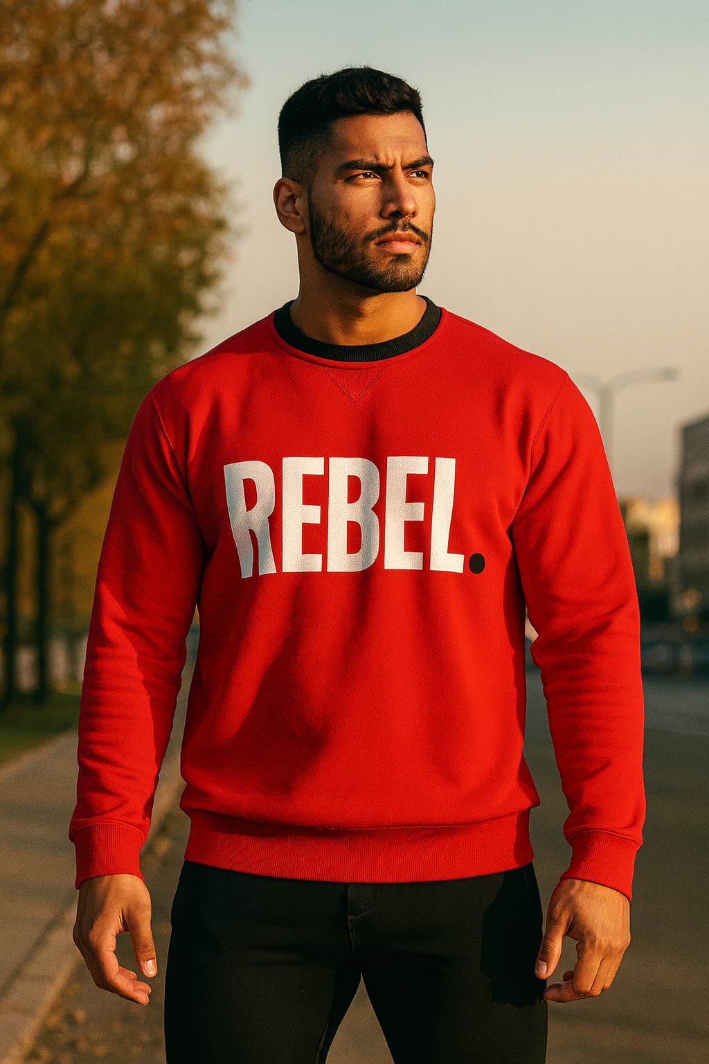 Red Sweatshirt White Rebel - Tailored Crewneck Sweatshirt