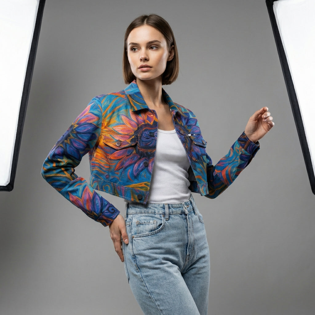 Cropped Jean Cotton Jacket Sunflower Beach